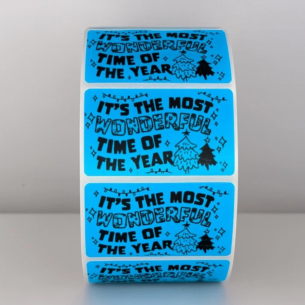 Wonderful Time of Year Stickers | Green Holiday Christmas Packaging Labels